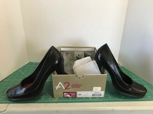 Shoes A2 Aerosoles Black PU 794 Dress Big Ben Sz 9 Unique Comfort System -NEW