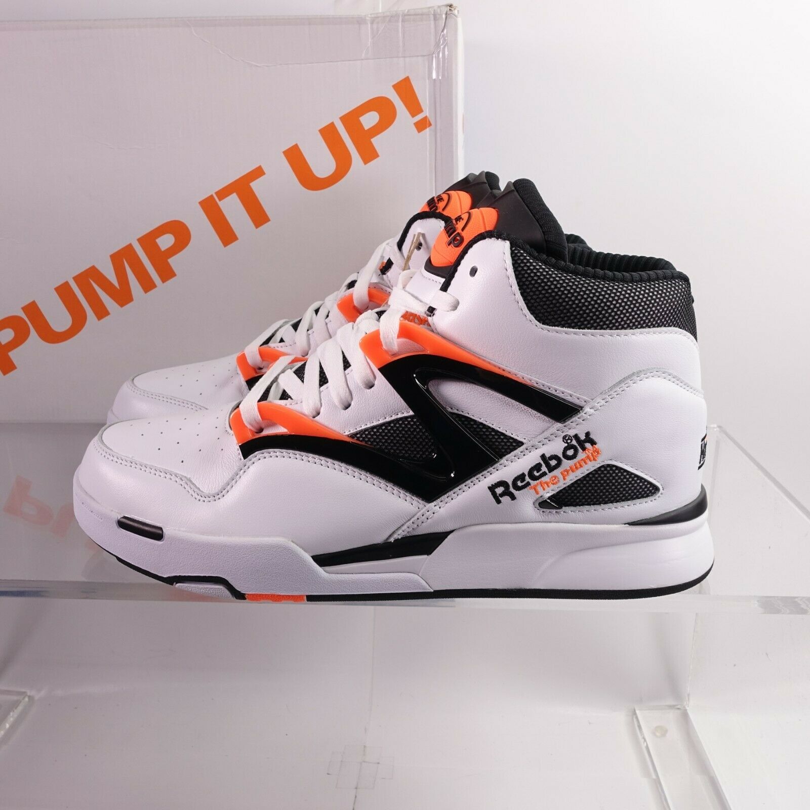 Size 10 Men's Reebok Pump Omni Zone II Basketball Shoes G57540 White/Orange
