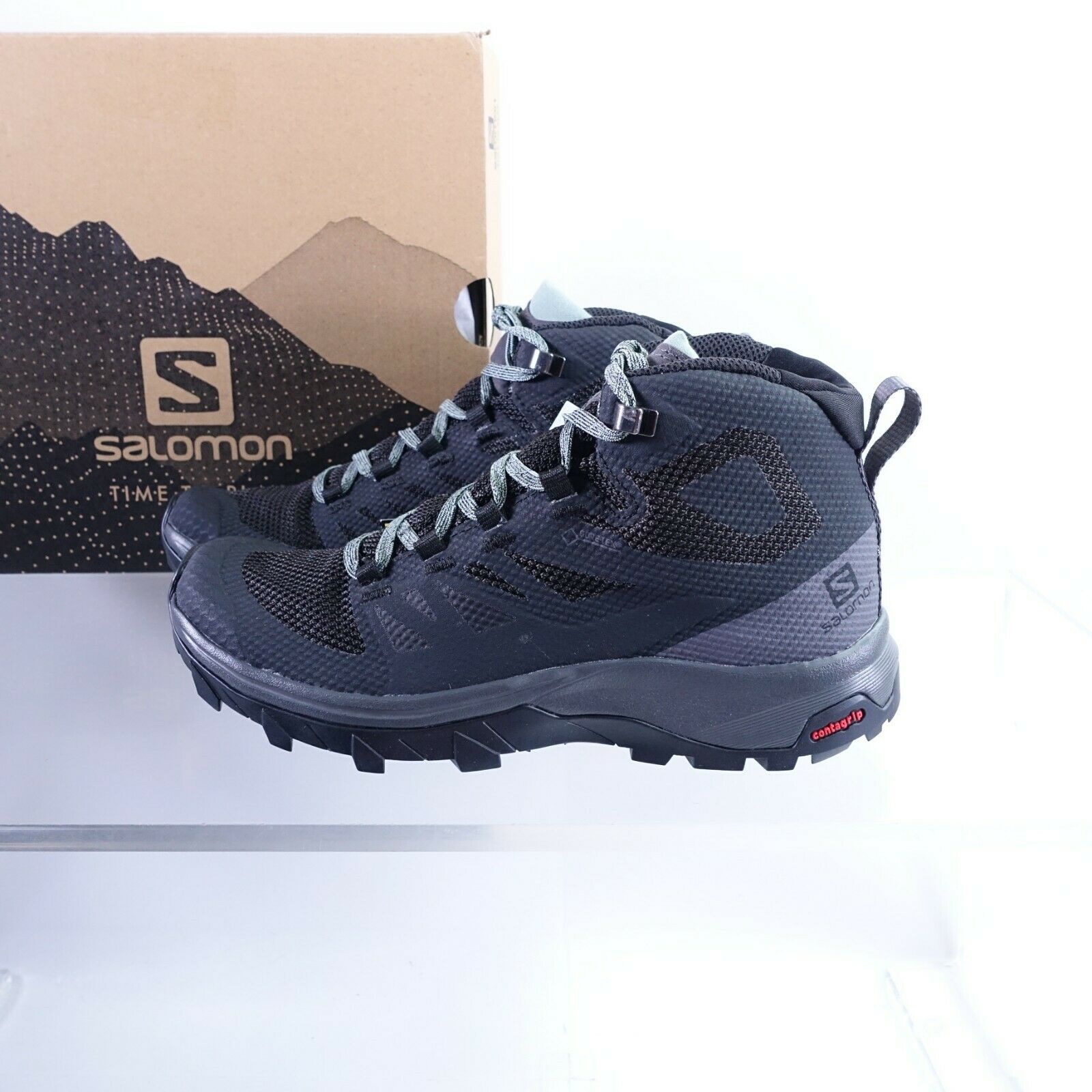 Size 5.5 Women's Salomon OUTLine Mid GTX Waterproof Hiking Shoes 404844-21 Black