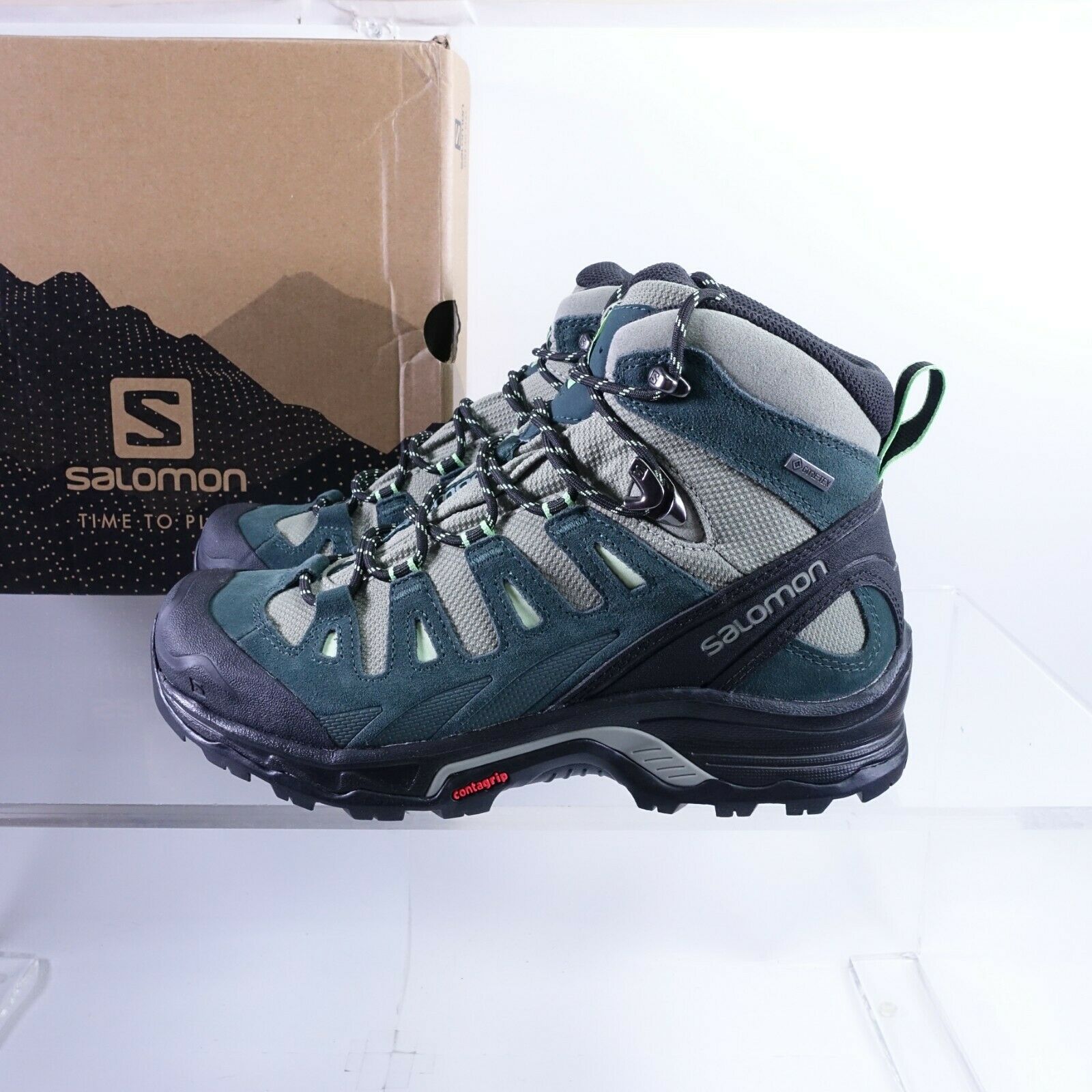 Size 8 Women's Salomon Quest Prime GTX Hiking Shoes 409976-26 Shadow/Green Gable