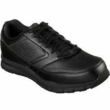 Skechers Mens 77156 Nampa Memory Foam Slip Resistant Black Lace Up Work Shoes
