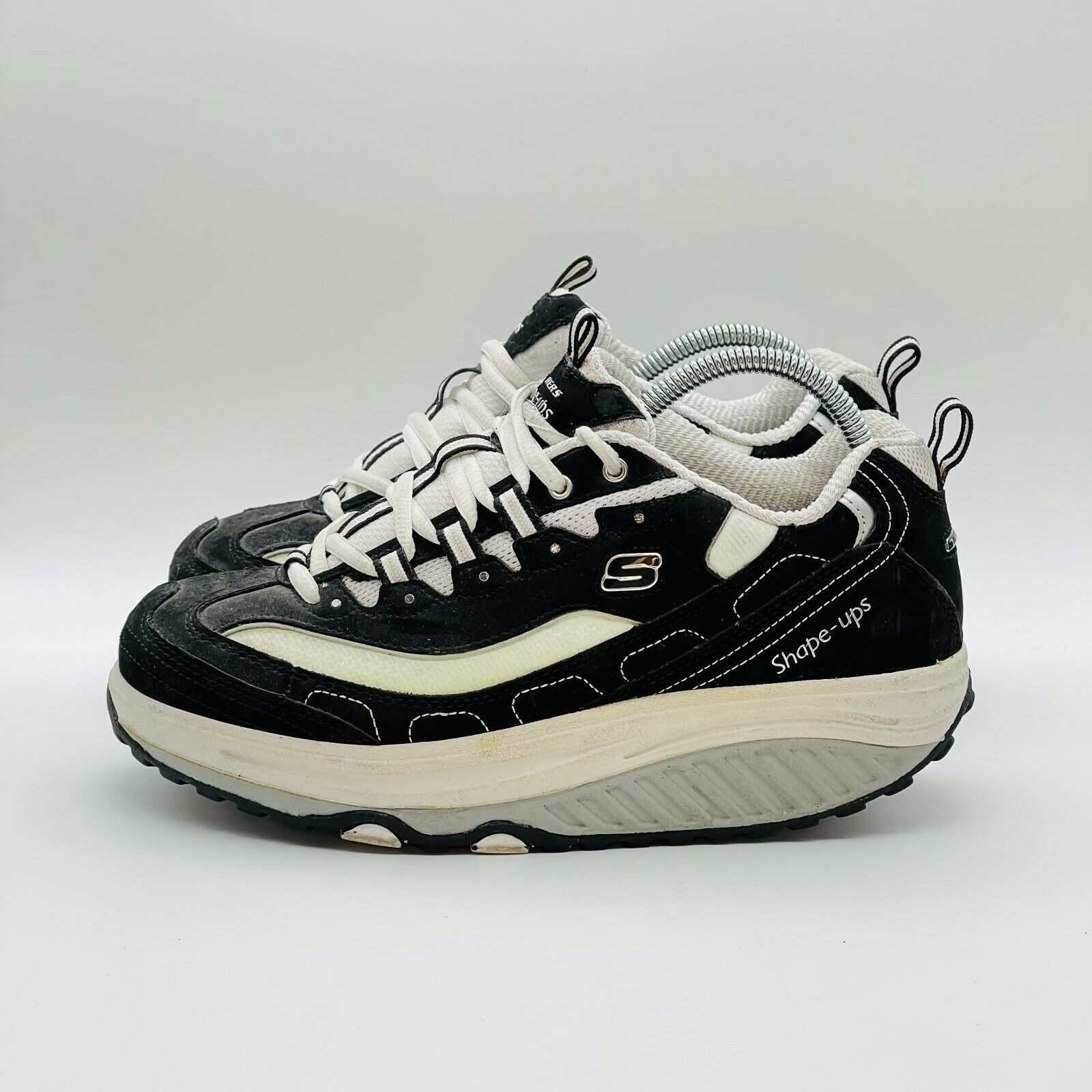 Skechers Shape Ups Shoes 11809 Women's Walking Toning Black White Size 8