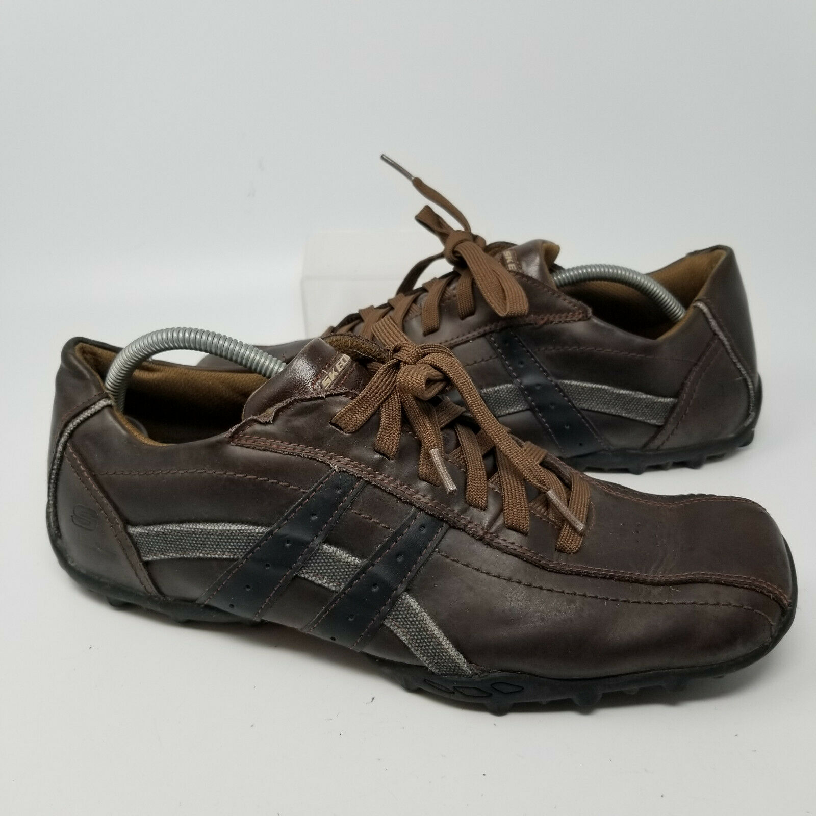 Skechers Urban Track Brown Leather Walking Tennis Shoes Sneaker Men Size 12