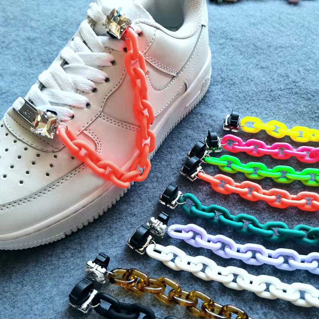 Sneakers Charms Colorful Chain Shoelace Buckle Shoes Decorations Fashion Accessories Charms for Nike Air Force 1