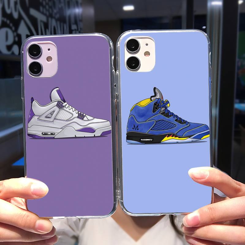 Sneakers Trend Fashion Shoes Phone Case For Iphone11 12 13 Pro Max SE 2020 6s 7 8 Plus X Xs Max Xr Transparent Soft Cover Coque
