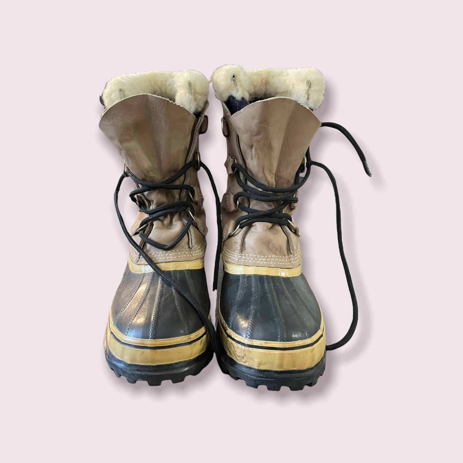 Sorel Caribou BLACK/TAN Waterproof Snow/Hiking/Hunting Boots Mens Size 10 CANADA