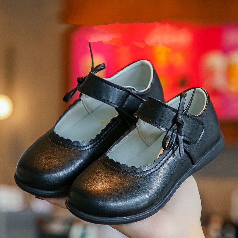 Spring Autumn Kids Black Leather Shoes for School Student Dress Shoes For Dance Performance Girls Princess Shoes White 3-16T