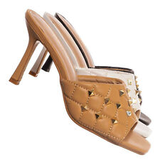 Square07 Quilted High Heel Metal Stud Mule, Women Sandal