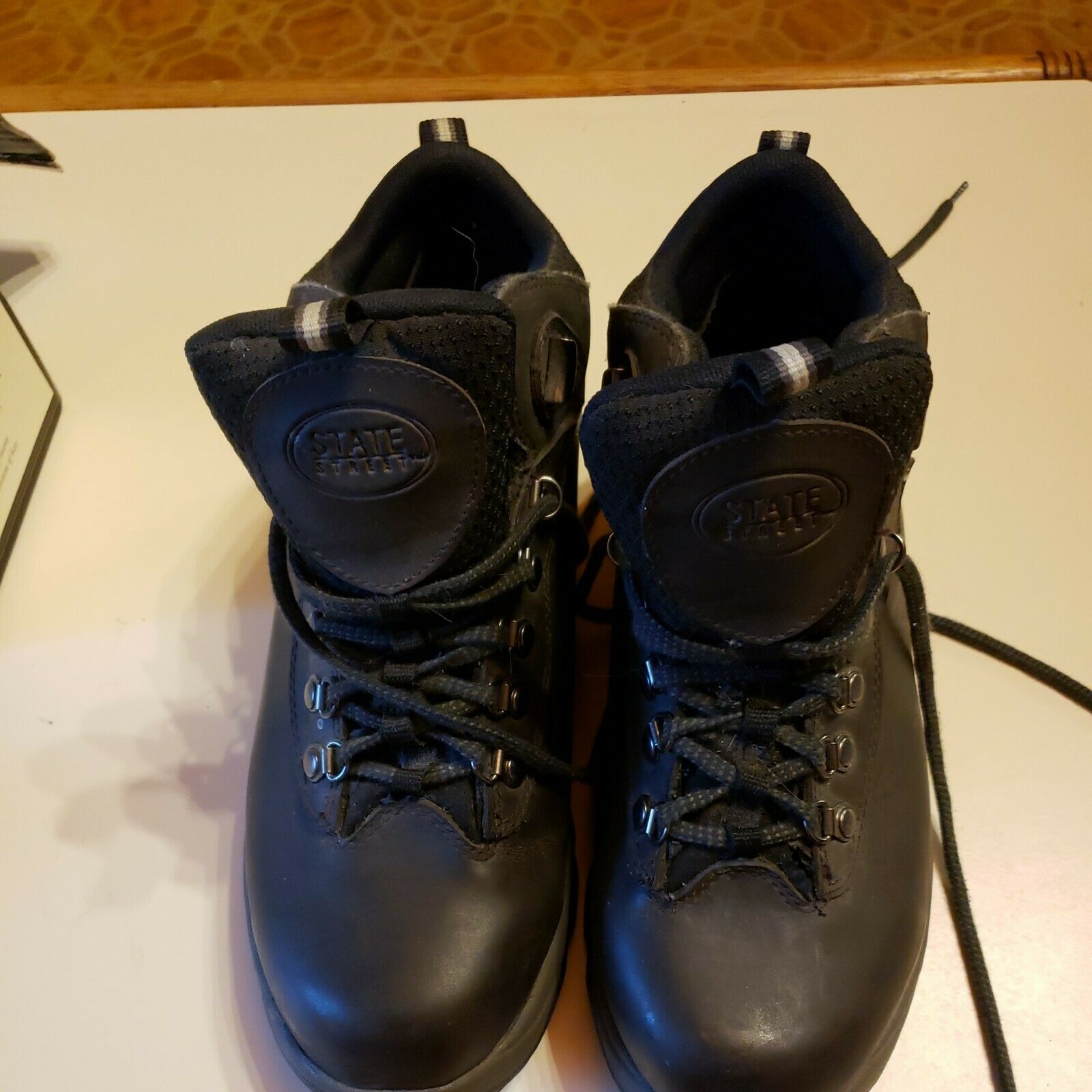 State Street Hiking Boots Men's Size 8 1/2 Black Lace-Up Great Condition