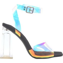 Static Footwear Womens Clear Chunky Block High Clear Heels For Women Transparent Strappy Open Toe Shoes Heels