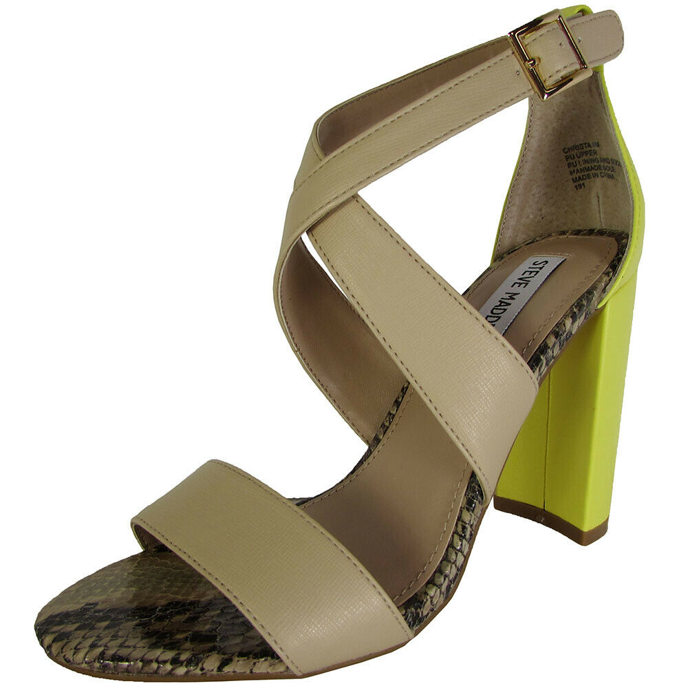 Steve Madden Womens Christa High Heel Sandal Shoes, Natural Mutli, US 10