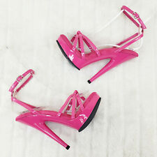 Sultry 638 Hot Pink Patent 6" High Heels Strappy Platform Sandal Shoes In House