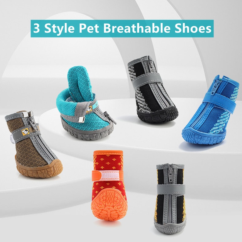 Summer Breathable Pet Shoes For Hot Pavement Walking Dog Paw Booties Protector Footwear Heat Ground Running Sports Hiking Boots