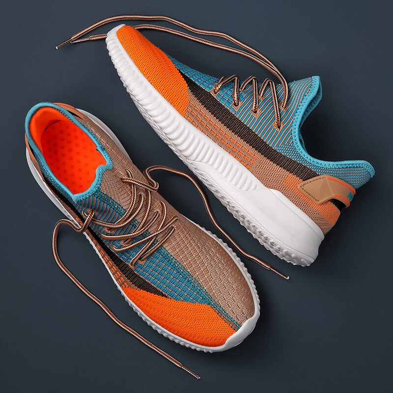 Summer Men Sneakers Shoes 2021 New Light Breathable Casual Shoes Lace-up Mesh Fashion Gray Large Size Sports Walking Students