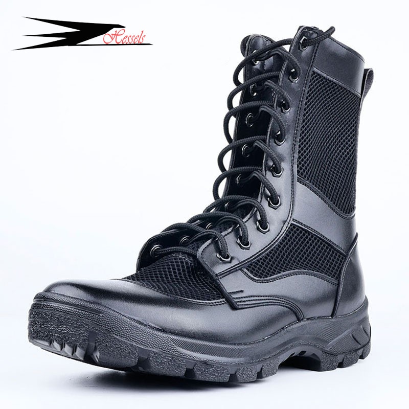 Summer Men's And Women's Security Shoes Mesh Breathable Outdoor High Top Mountaineering Ultra Light Combat Boots Zipper Training