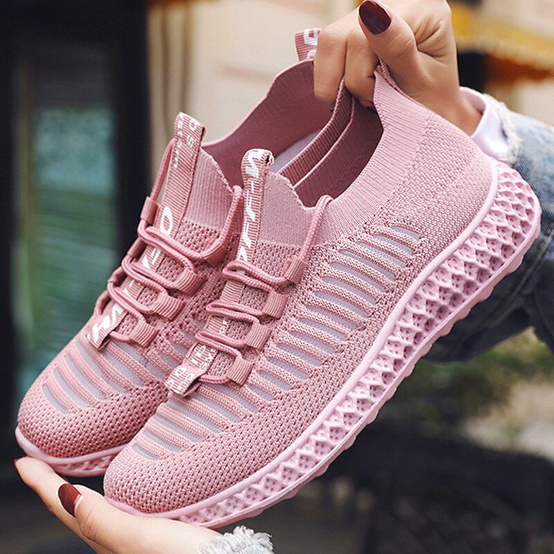 Summer White Platform Sneakers Women Shoes Korean Breathable Mesh Yellow Sneakers Casual Flying Socks Vulcanized Shoes Woman