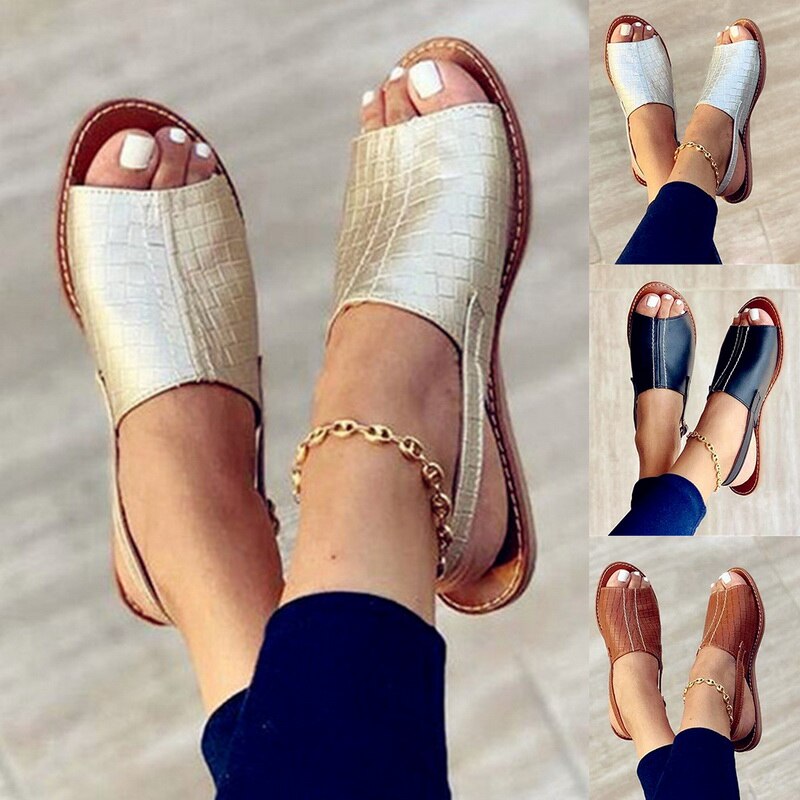 Summer Women Wedges Orthopedic Sandals Office Shoes Hollow Out Vintage Shoes Slip On Casual Sewing Ladies Sandals