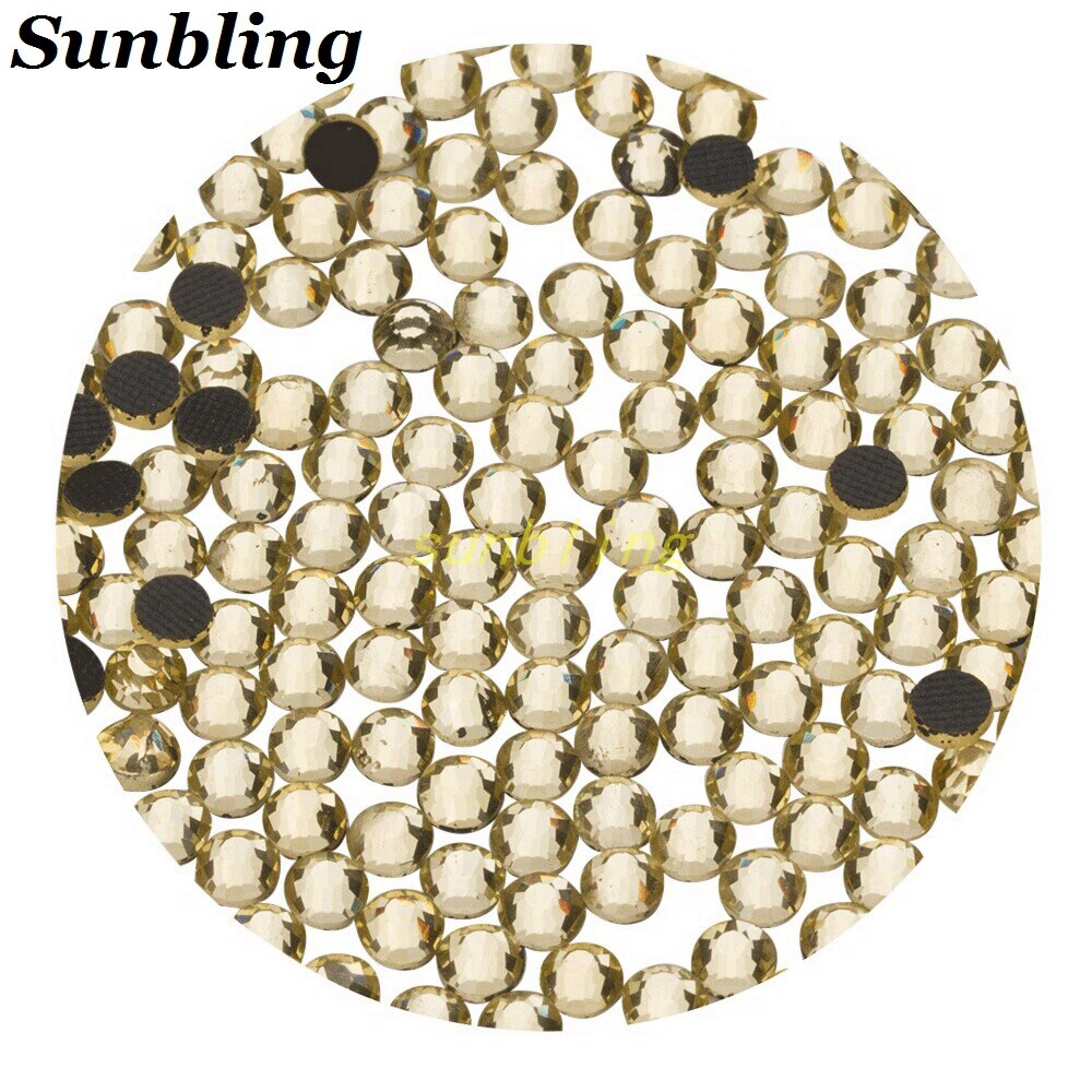 Sunbling Hot Fix Rhinestone High Quality DMC Jonquil Light Yellow Clear SS6-SS30 Mixed Size Iron On For Women Clothes Decoration