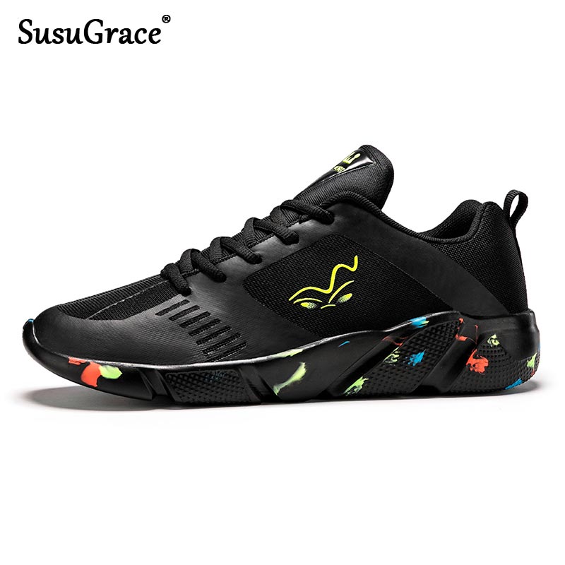 SusuGrace New Big Size Sneakers Shoes for Men Lightweight Breathable Running Walking Male Footwear Soft Sole Lace-up Sports Shoe
