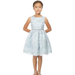 Sweet Kids Girls Blue Sequin Rhinestone Adorned Lace Easter Dress