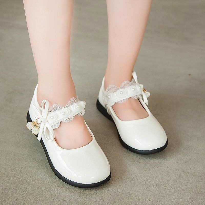 Teens Children's Kids Princess Patent Leather Shoes Big Girls School Mary Janes White Black Performance Dress Shoes 5T to 14T