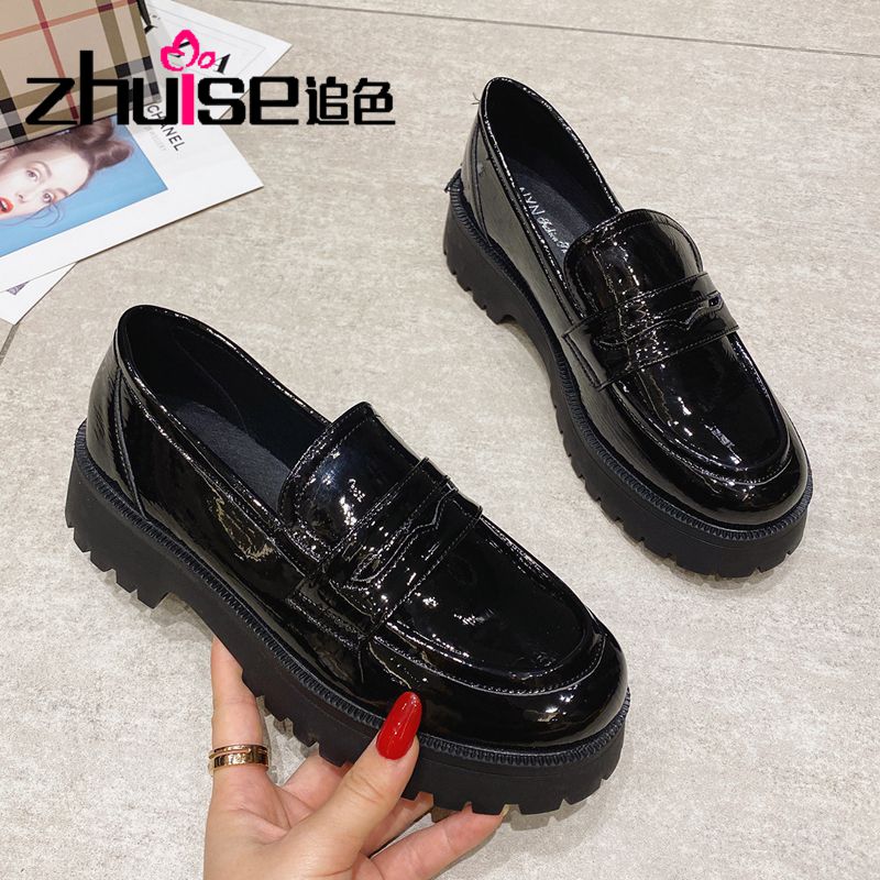 Thick-soled small leather shoes women's fall/winter 2021 new style British goggles increased single shoes all-match shoes