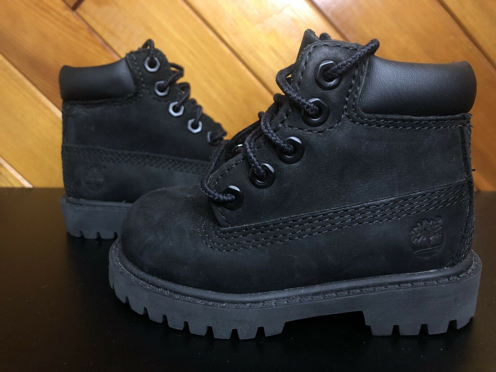 Timberland Premium Boots Black on Black Waterproof Shoe Baby Toddler Size 5C