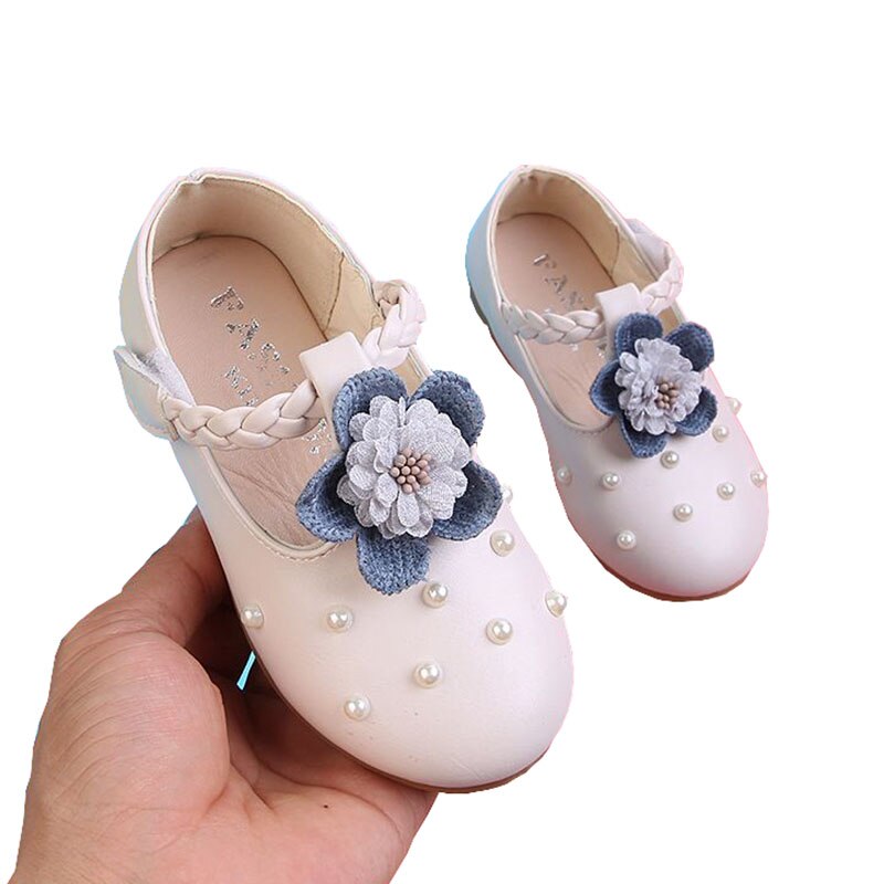 Toddler Baby Flower Children Little Girl Pearl Princess Dress Shoes For Girls Party Wedding Leather Shoes New Autumn 1 2-8 Years