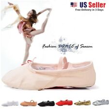 Toddler Girl & Adult Ballet Dance Split-Sole Fashion # 1 Canvas Slipper Shoes