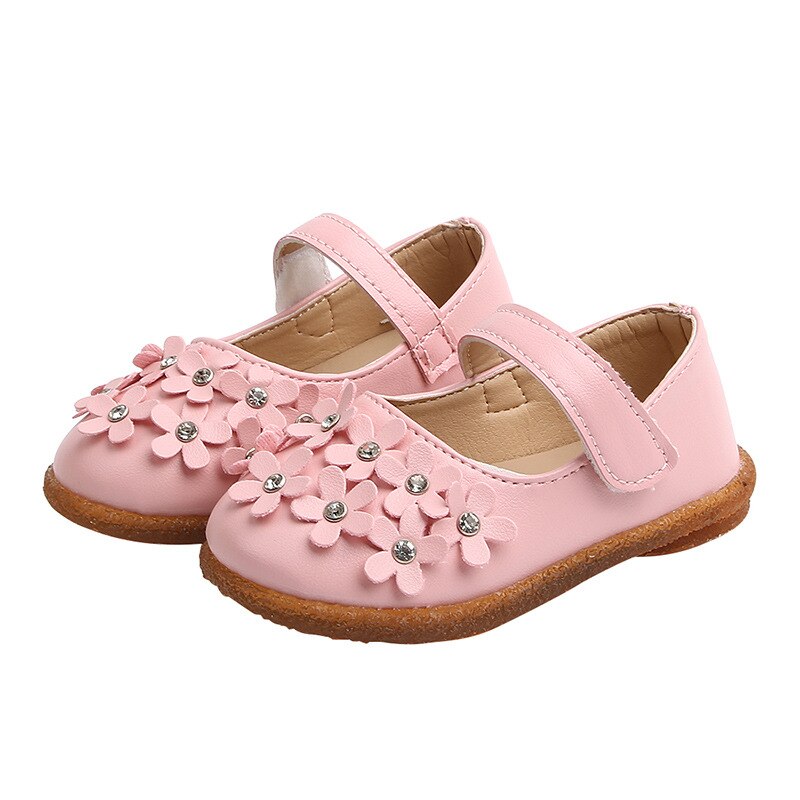 Toddler Girl Shoes Solid Color Spring Flower Baby Girl Shoes Soft Bottom First Walkers Kids Dress Shoes SHS097
