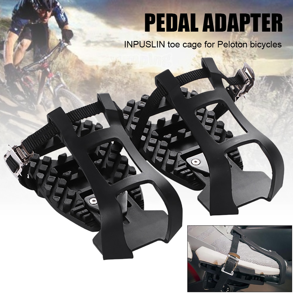 Toe Cages for Peloton Bike Can Anti-Breaking Pedals Adapters Bike & Anti-Slip with Adjustable Straps Pedal for Regular Shoes