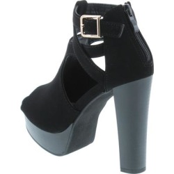 Top Moda Shoes Women's Lovely-90 Peep Toe Platform High Heels Criss Crossed Straps Back Zipper