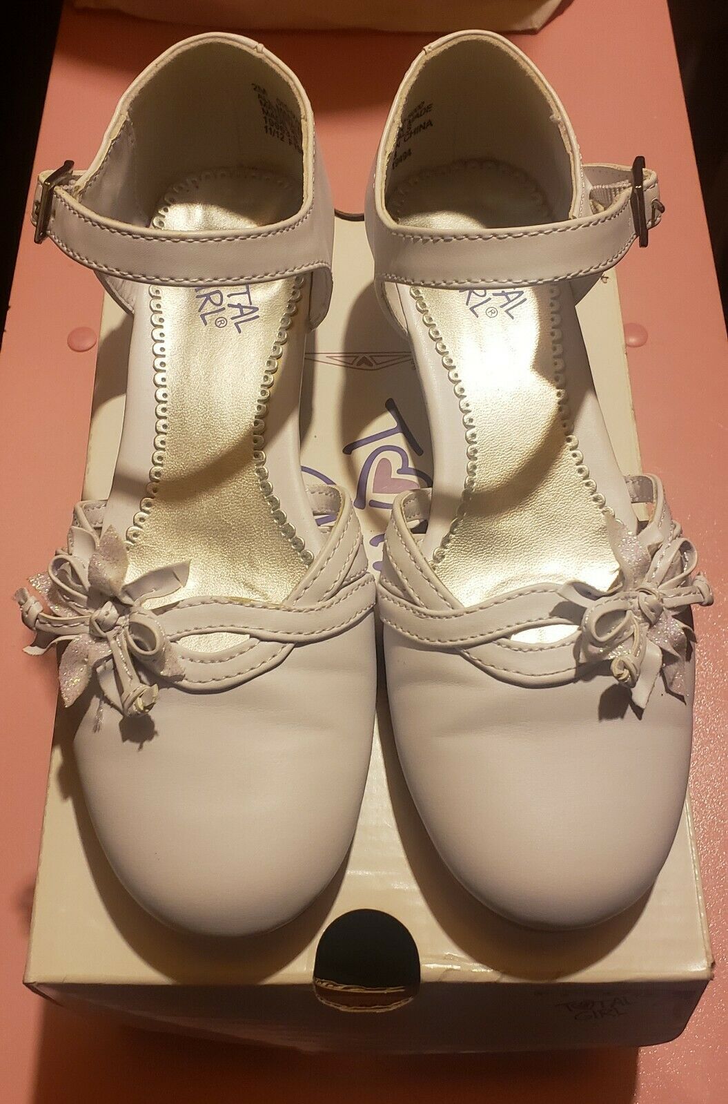 "Total Girl" Girls White Dress Party Formal Fancy Holiday Shoes Size 2