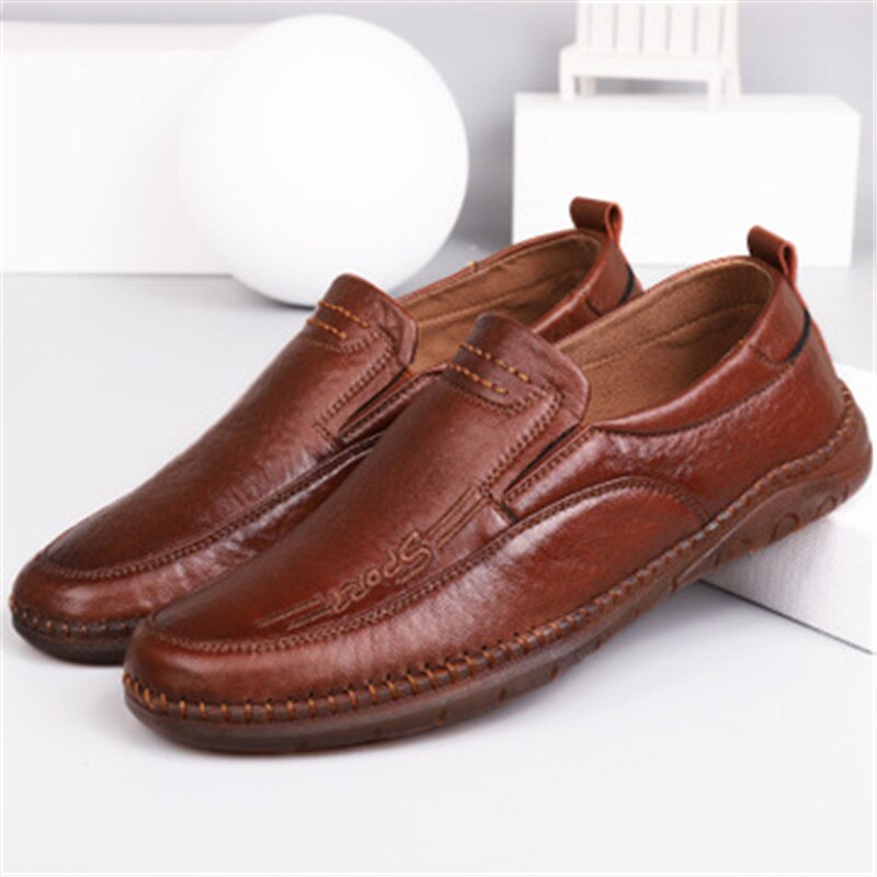 Travel Summer Trendy Moccasins For Men's Loafers Shoes Without Laces Casual Genuine Leather Father Male Slip On Walking Outdoor