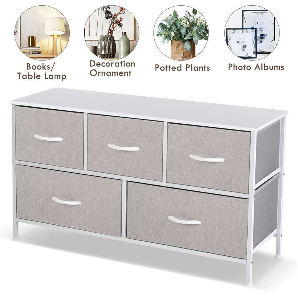 Two Layers 5 Cloth Drawers Fabric Cloth Storage Bins Drawer Organizers Container Box For Home Closet Bedroom Chest of Drawers