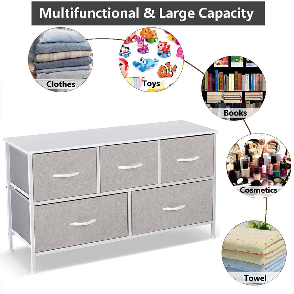Two Layers 5 Cloth Drawers Fabric Cloth Storage Bins Drawer Organizers Wall Wardrobe Closet Container Box Shelves Organizadores