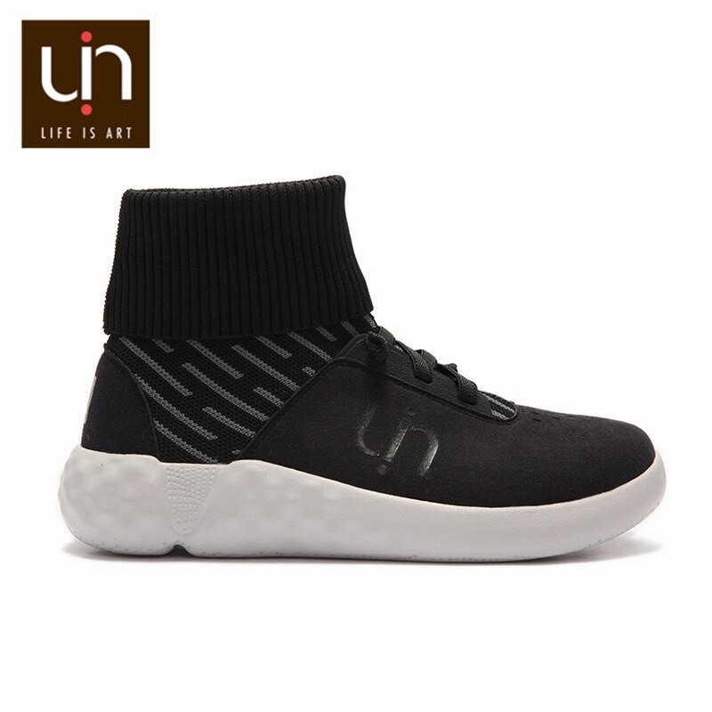 UIN Benasque Series Knitted Black Boots for Women/Men Casual Flat Shoes Outdoor Sports Shoes Sneakers Microfiber Suede