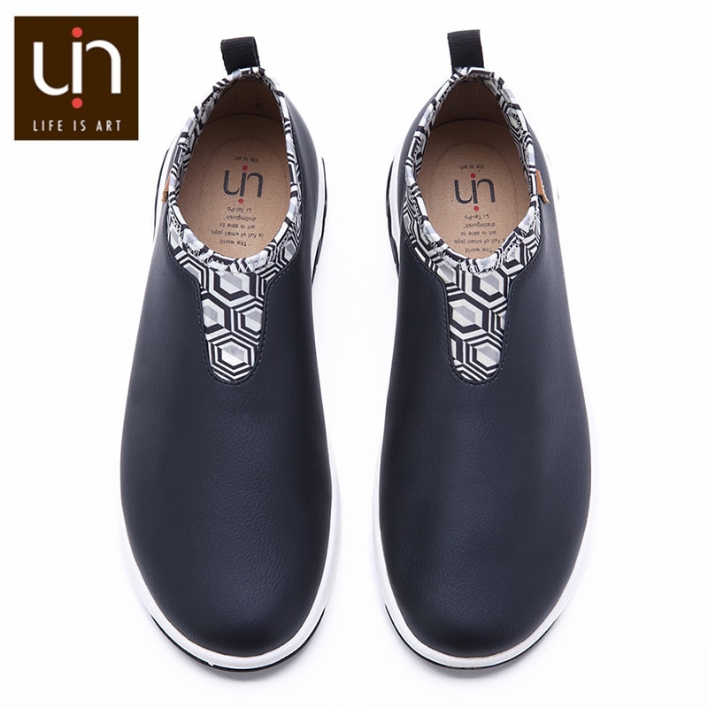 UIN Verona/Volendam Series Casual Flats Shoes Women/Men Microfiber Leather Shoes Outdoor Sneakers Black/White Fashion Loafers