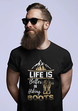 ULTRABASIC Men's T-Shirt Life is Better in Hiking Boots - Mountain Hiker Tee Shi