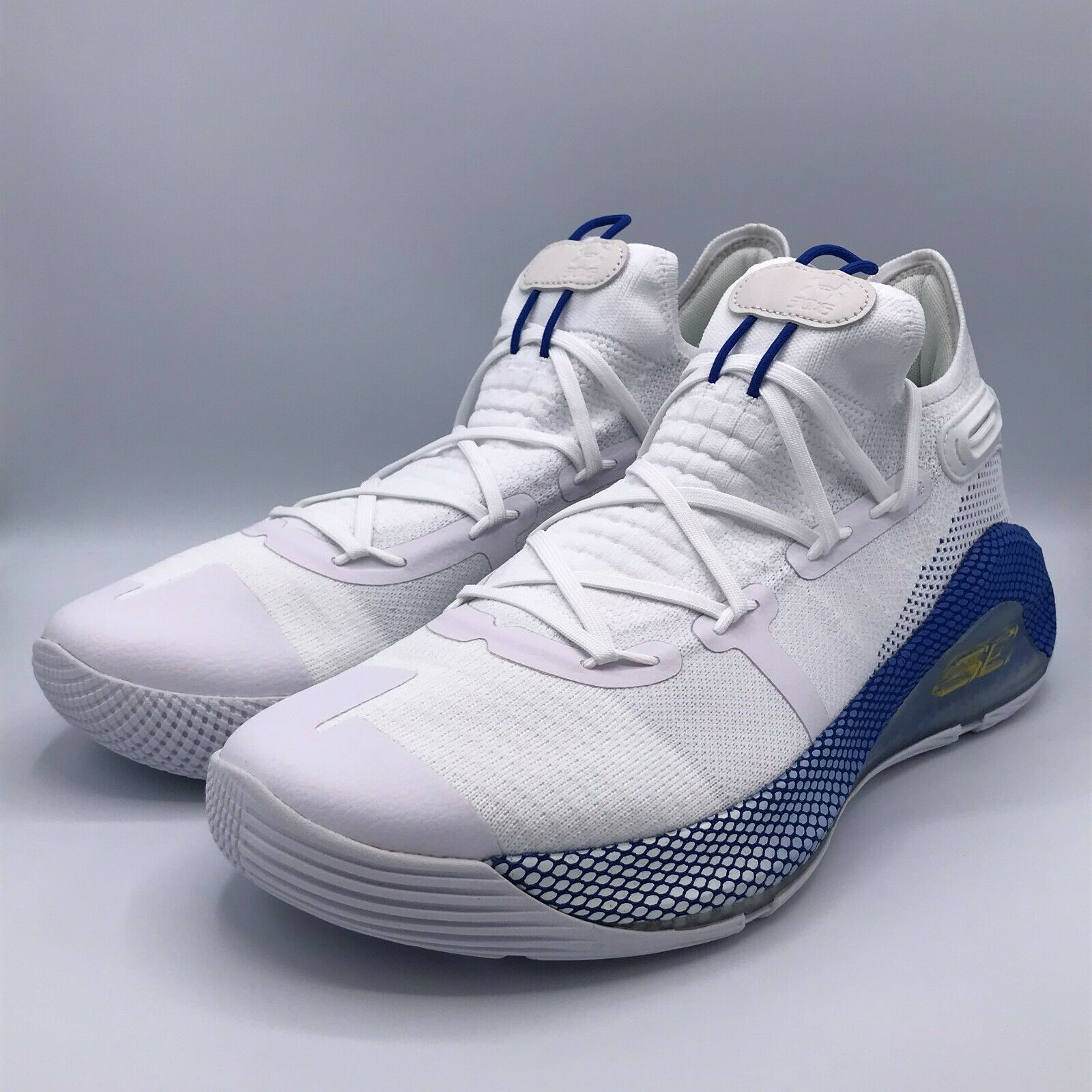 Under Armour Mens Size 15 Curry 6 Dub Nation White Blue Yellow Sneakers Shoes