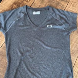 Under Armour Tops | *3 For $20*Under Armor Dri-Fit, V Neck, Xs Fitted | Color: Gray | Size: Xs