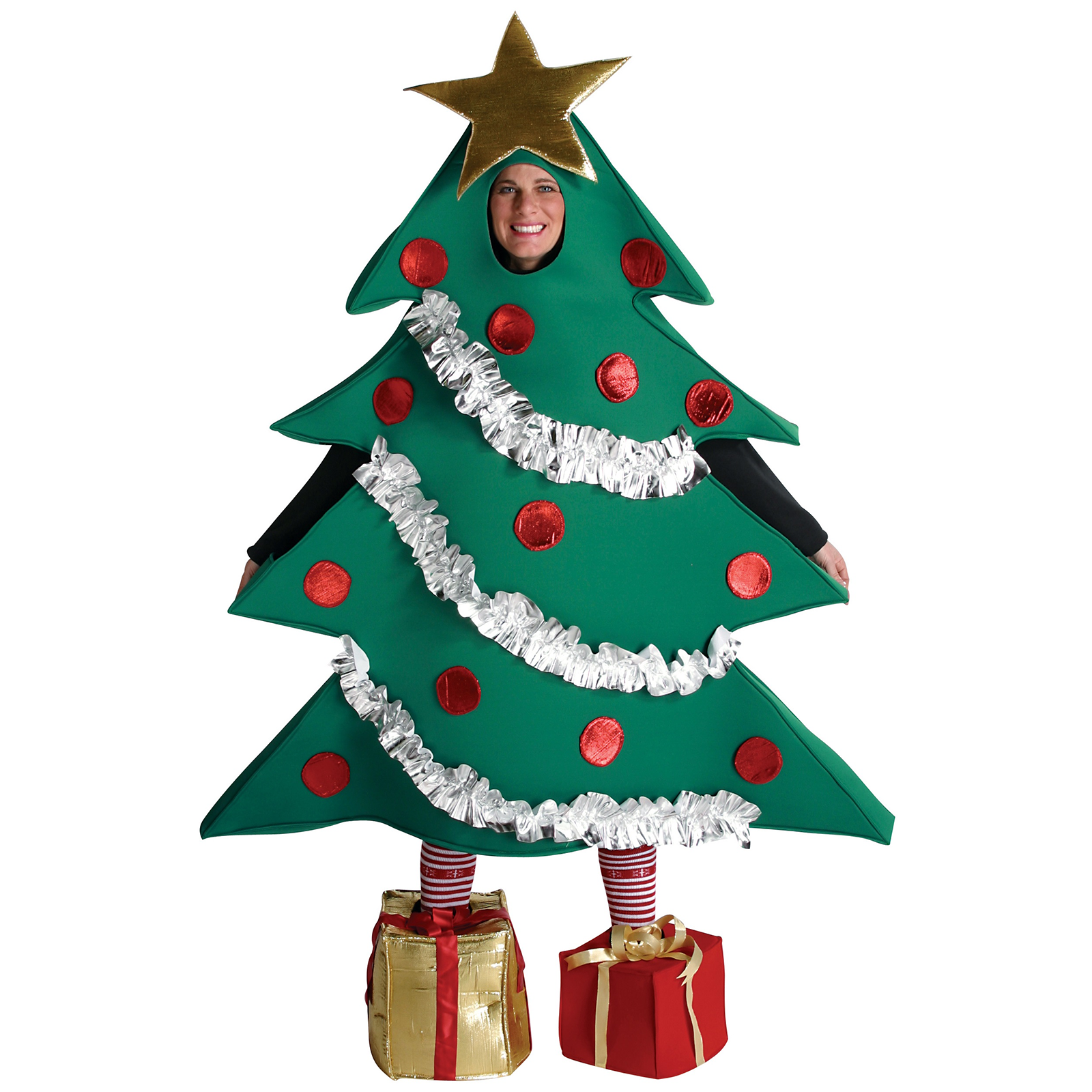 Unisex Christmas Clothes Set Tree Shaped Stage Performance Costume Gift Shaped Shoes Xmas Cosplay Costumes Exotic Set Party Wear
