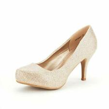 US Women's Classic Low Stiletto Heel Party Dress Platform Pump Shoes Size 5 - 12