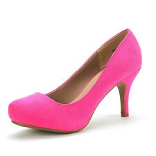 US Women's Classic Low Stiletto Heel Party Dress Platform Pump Shoes Size 5 - 12