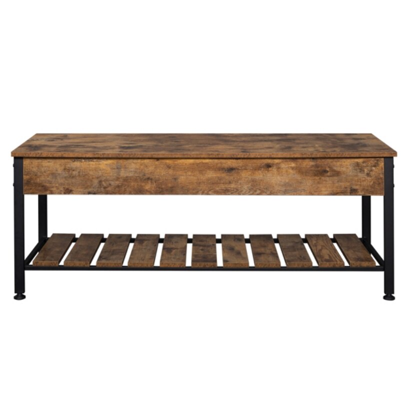 【USA READY STOCK】Storage Bench, Entryway Lift Top Shoe Storage Bench , Metal Frame Rustic Brown