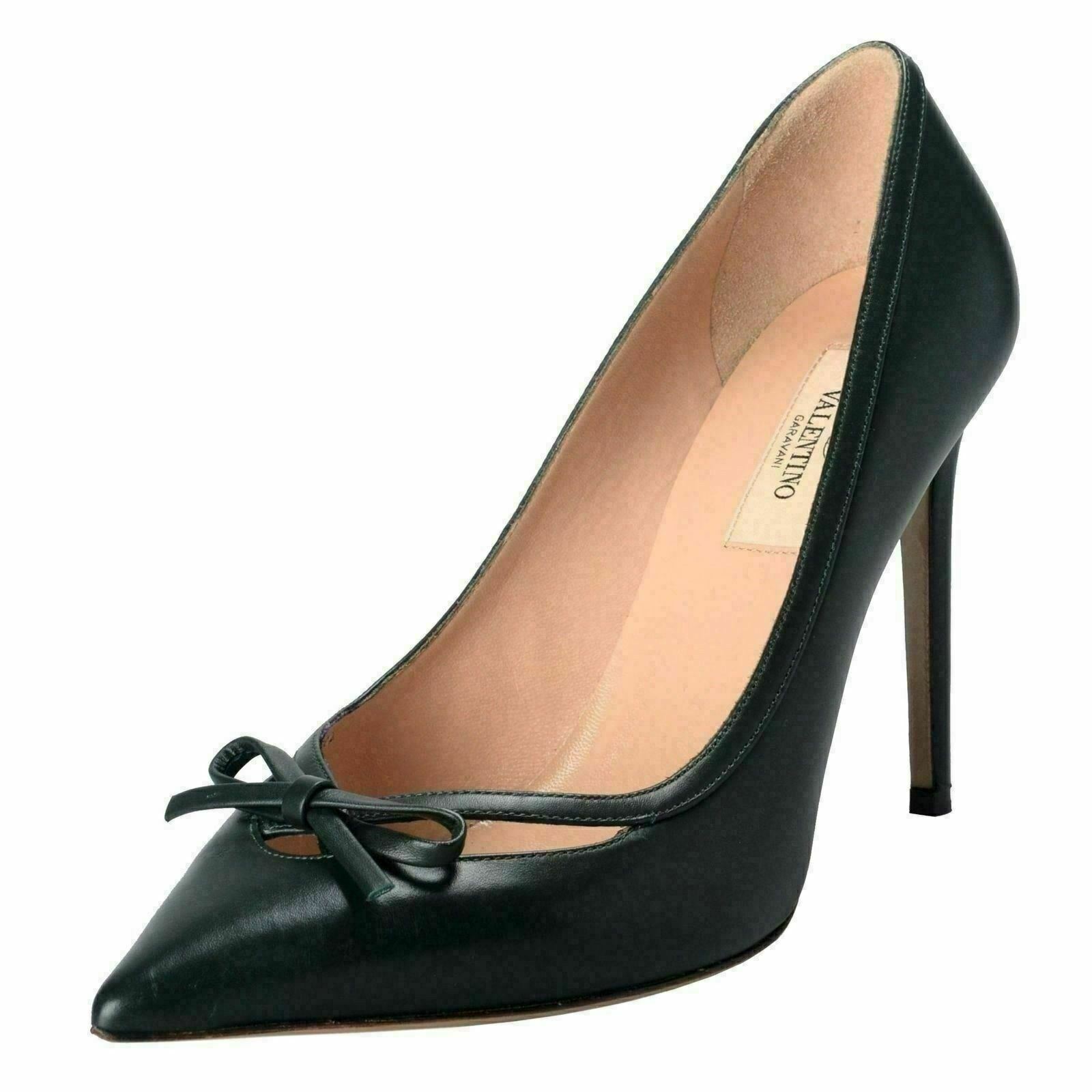 Valentino Garavani Women's Leather Dark Green High Heels Pumps Shoes US 8 IT 39