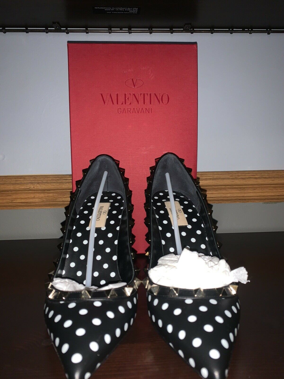 Valentino Rockstud Polka Dot High Heel Shoes 39