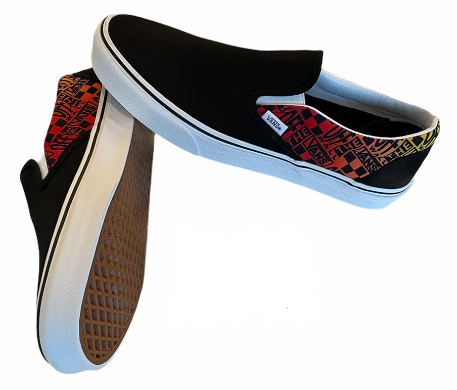 Vans Classic Slip On (Logo Flame) Canvas Shoes Black Men's Size 12 NIB New ⭐️