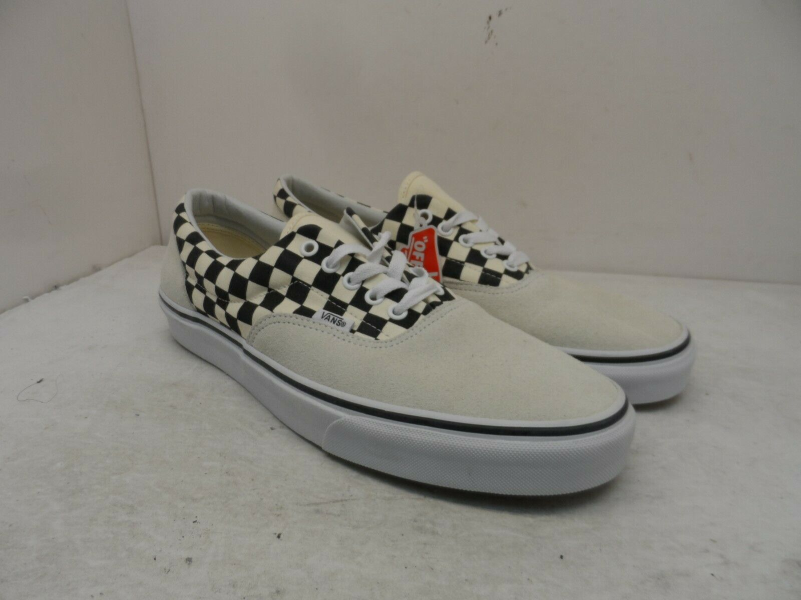 VANS Men's Authentic Lace-Up Skate Casual Shoes Cream/Checkerboard Size 12M