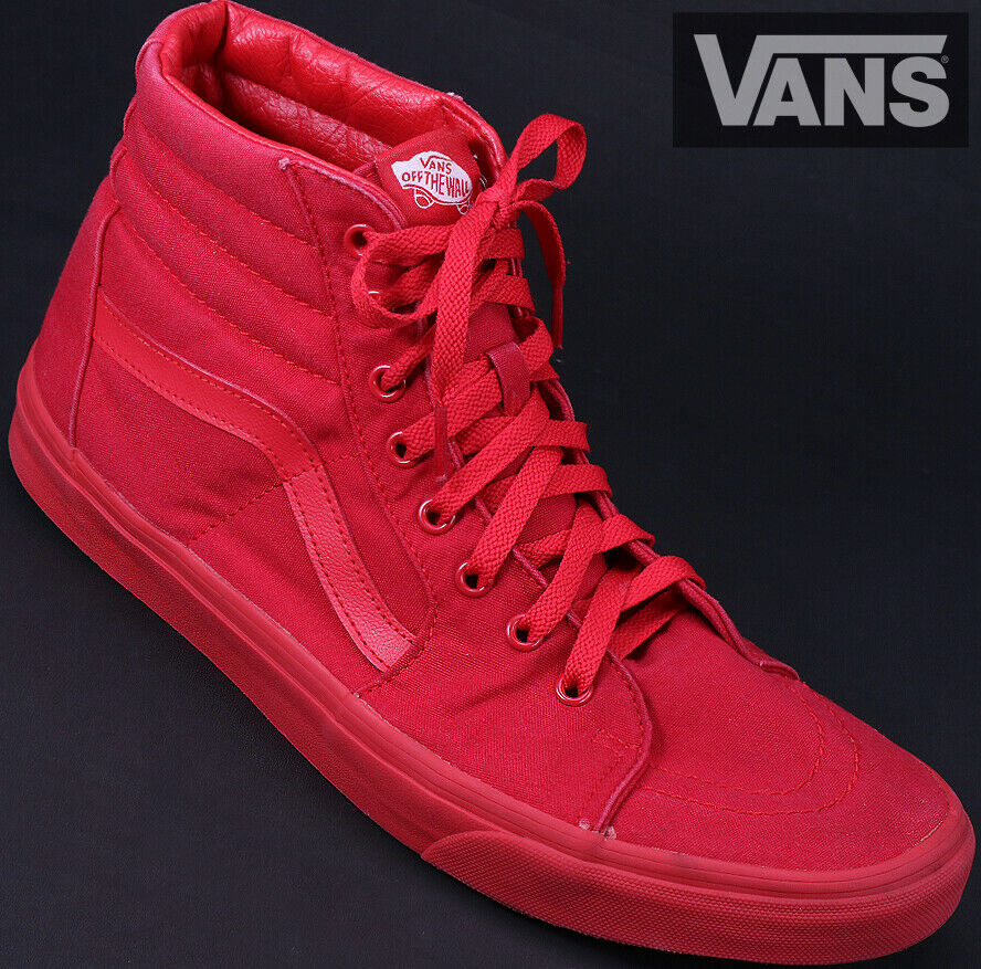 VANS Men's High Top All Red Canvas Sneakers Skater Shoes Size 13